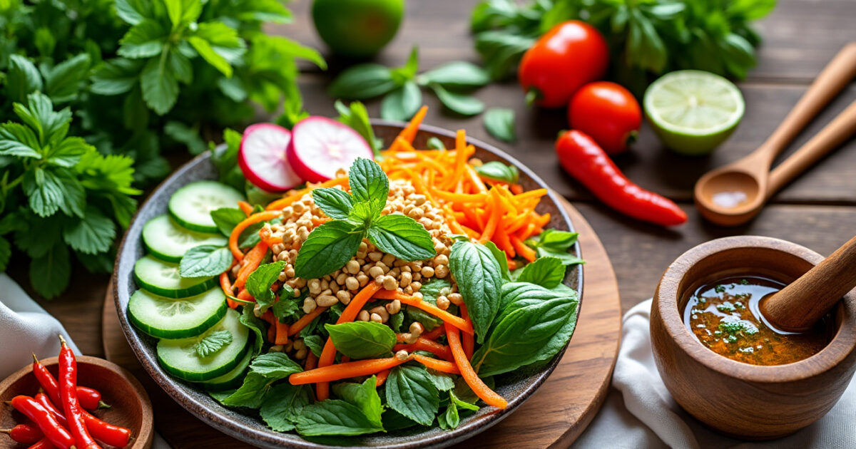 découvrez l'univers des salades vietnamiennes, un véritable festival de fraîcheur et de saveurs exquises. apprenez à préparer ces plats colorés et équilibrés, alliant légumes croquants, herbes parfumées et sauces délicates pour une explosion de goûts!