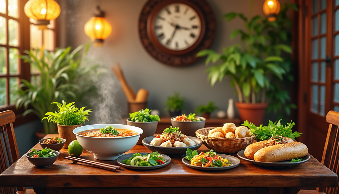 À quelle heure mangent les Vietnamiens ? 2 découvrez les horaires de repas traditionnels au vietnam et les habitudes culinaires des vietnamiens. apprenez à quelle heure ils prennent leur petit-déjeuner, déjeuner et dîner, et explorez l'influence de la culture sur leurs choix alimentaires.