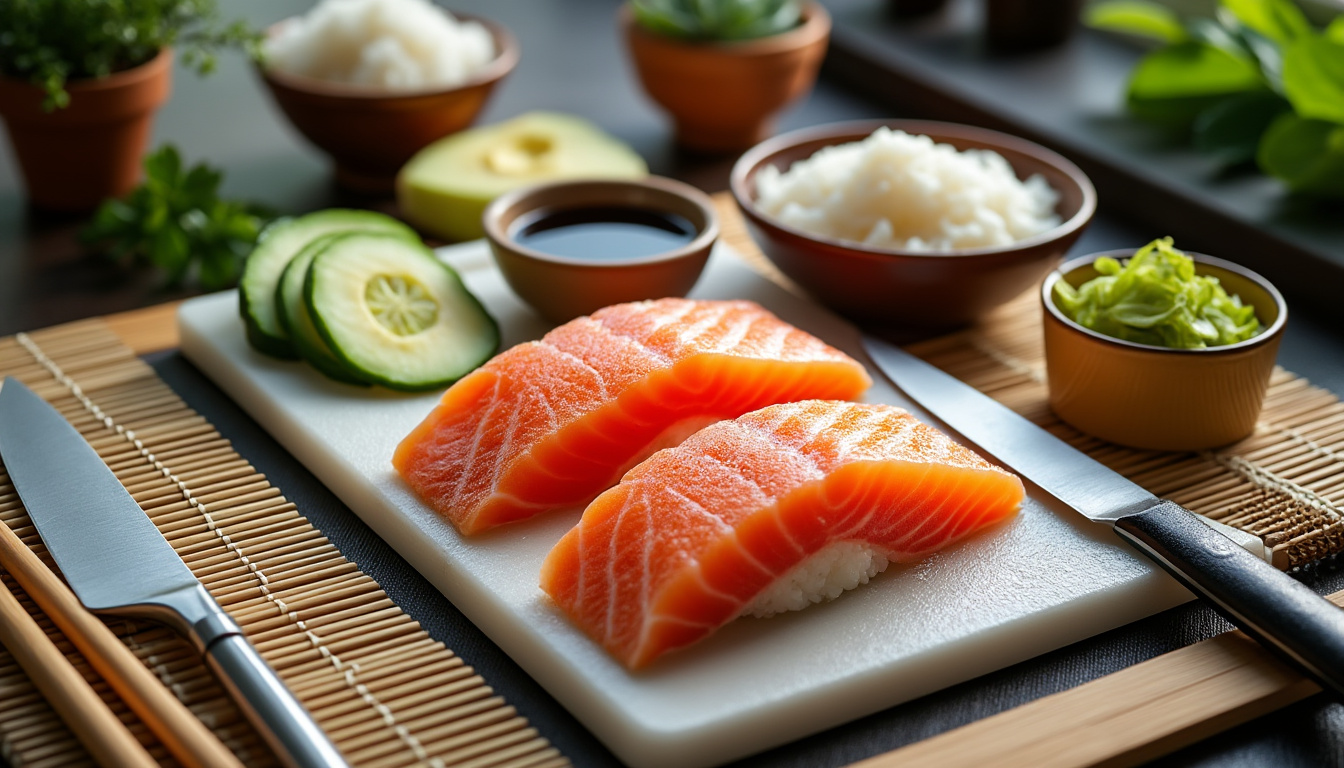 Comment préparer des sushis au saumon facilement 2 découvrez comment préparer des sushis au saumon facilement grâce à notre guide étape par étape. apprenez les techniques essentielles, les ingrédients nécessaires et des astuces pour réaliser des sushis savoureux et frais comme un pro, à la maison.