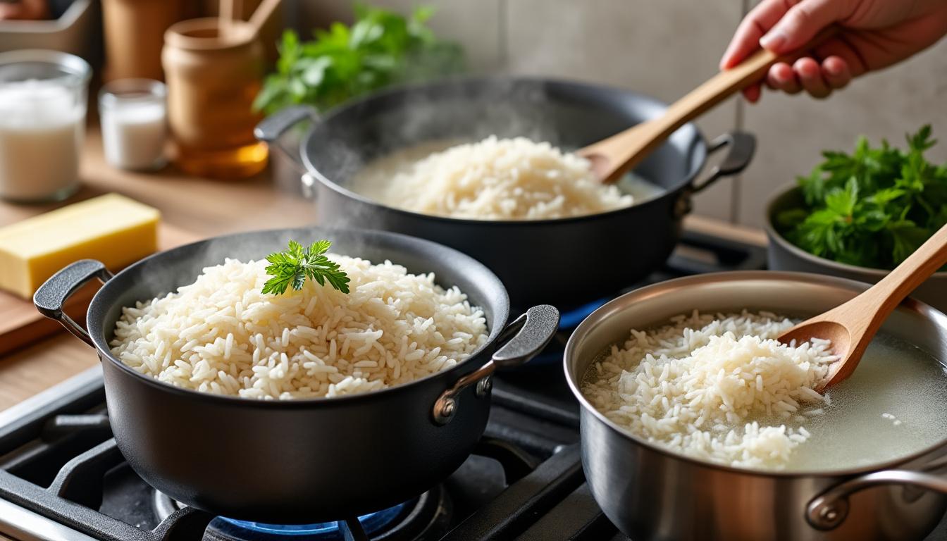Comment cuire du riz sans autocuiseur : méthodes et astuces 2 découvrez des méthodes simples et pratiques pour cuire du riz sans autocuiseur. suivez nos astuces pour obtenir un riz parfaitement cuit à chaque fois, que ce soit à la casserole ou à la vapeur.