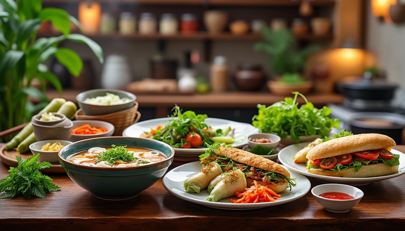 Découverte des saveurs uniques de la cuisine vietnamienne 1 explorez les saveurs uniques de la cuisine vietnamienne, un voyage culinaire aux influences riches et variées. découvrez des plats emblématiques comme le pho, les nems et le banh mi, préparés avec des ingrédients frais et authentiques. laissez-vous envoûter par les arômes et les textures qui font de la cuisine vietnamienne une expérience inoubliable.