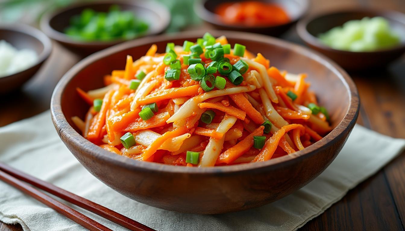 Les bienfaits du kimchi 2 découvrez les nombreux bienfaits du kimchi, un plat traditionnel coréen, riche en probiotiques et en nutriments. améliorez votre santé digestive, boostez votre système immunitaire et explorez les vertus antioxydantes de ce merveilleux aliment fermenté.